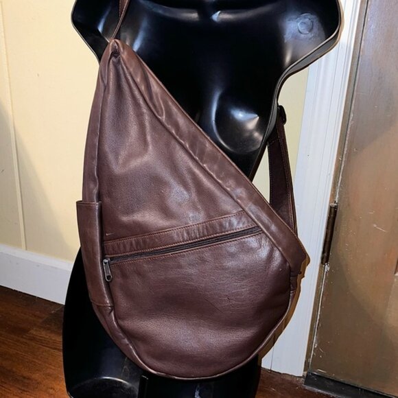 AmeriBag Healthy Back Bag Brown Leather Adjustable Strap - Picture 1 of 15